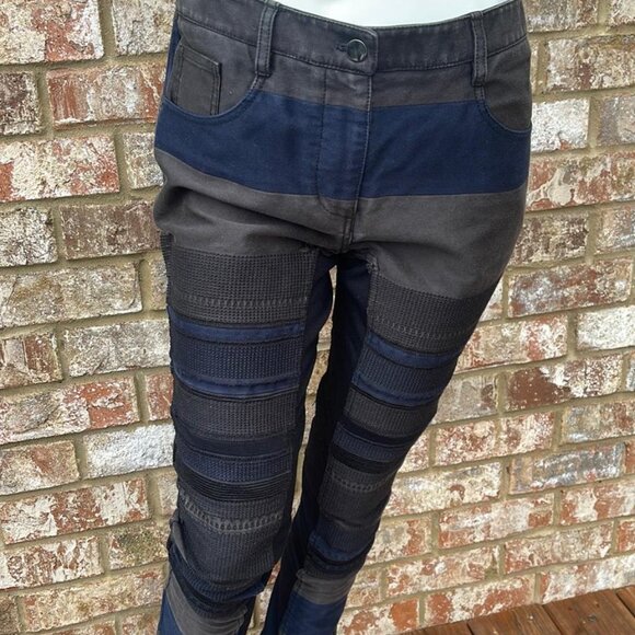 3.1 Phillip Lim Skinny Embroidered Patchwork Denim Pant Blue & Black Jeans Sz 6 - Picture 7 of 15